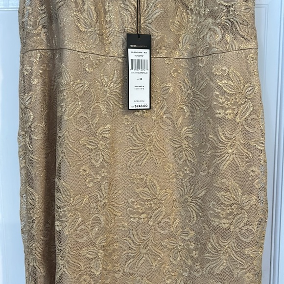 BCBG Max Azria Champagne Gold Lace Dress size 12-NWT - Picture 8 of 13
